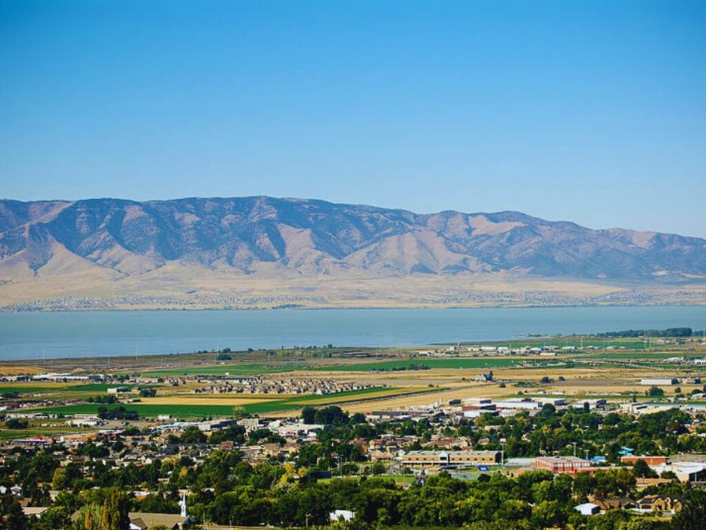 Looking West over Utah Lake, Pleasant Grove, UT